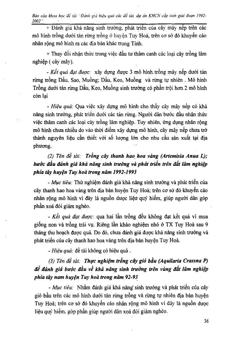 image for page Đánh giá hiệu quả các đề tài dự án khoa học công nghệ cấp tỉnh giai đoạn 1992 2002 tại Phú Yên