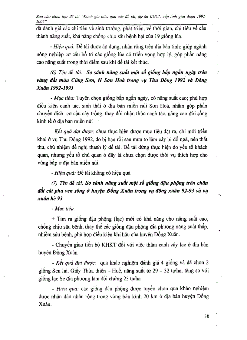 image for page Đánh giá hiệu quả các đề tài dự án khoa học công nghệ cấp tỉnh giai đoạn 1992 2002 tại Phú Yên