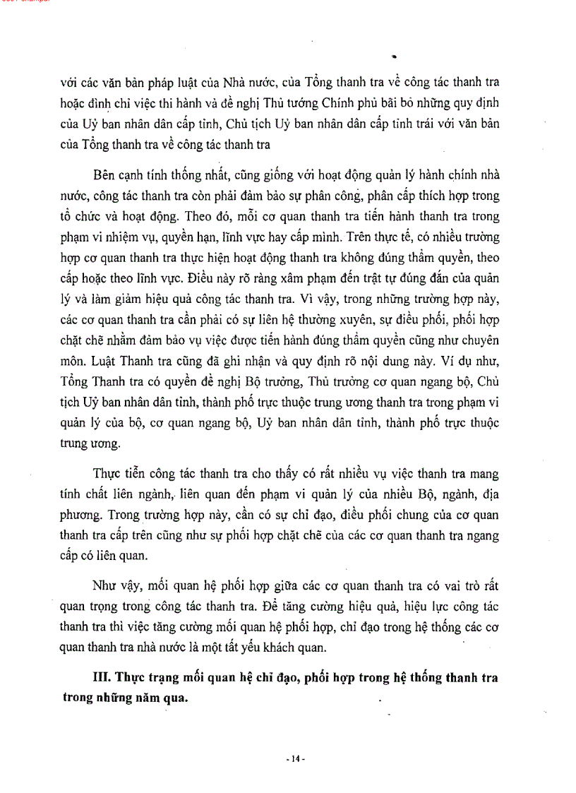 image for page Tăng cường mối quan hệ chỉ đạo phối hợp trong hệ thống các cơ quan thanh tra nhà nước nhằm nâng cao hiệu quả hiệu lực của công tác thanh tra