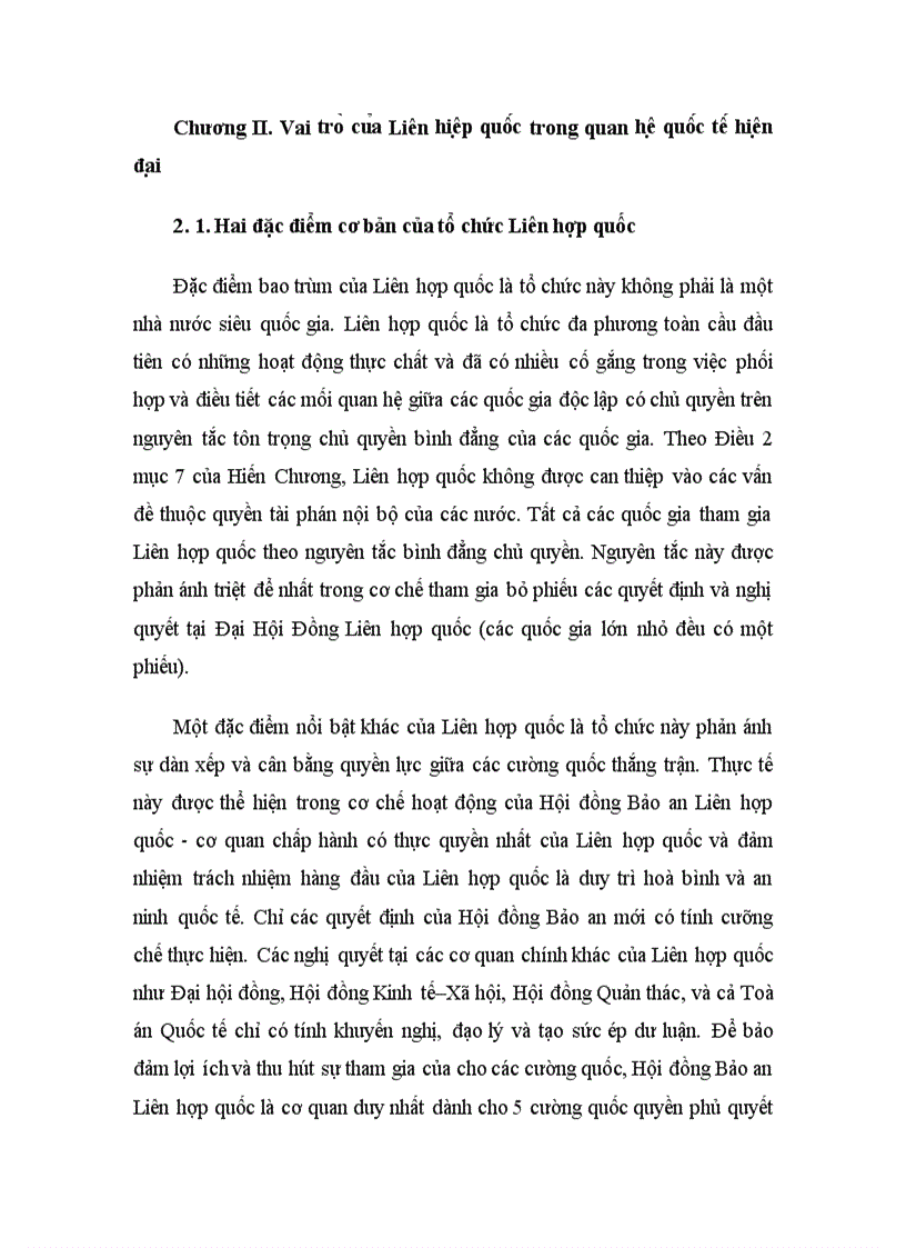 Vai tro cu a Liên hiê p quô c trong quan hê quô c tê hiê n đa i