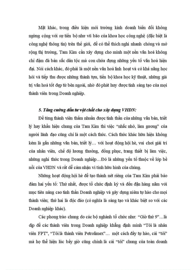 image for page Một số giải pháp nhằm xây dựng văn hóa Doanh nghiệp ở Công ty Cổ phần Tam Kim