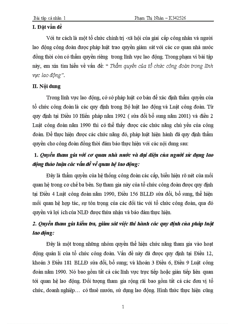 image for page Thẩm quyền của Công đoàn trong lĩnh vực lao động