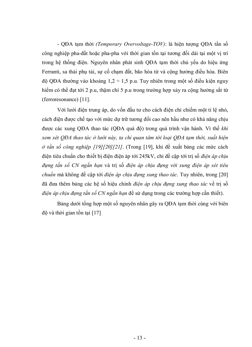 image for page Nghiên cứu quá điện áp và lựa chọn chống sét van ở lưới điện trung áp