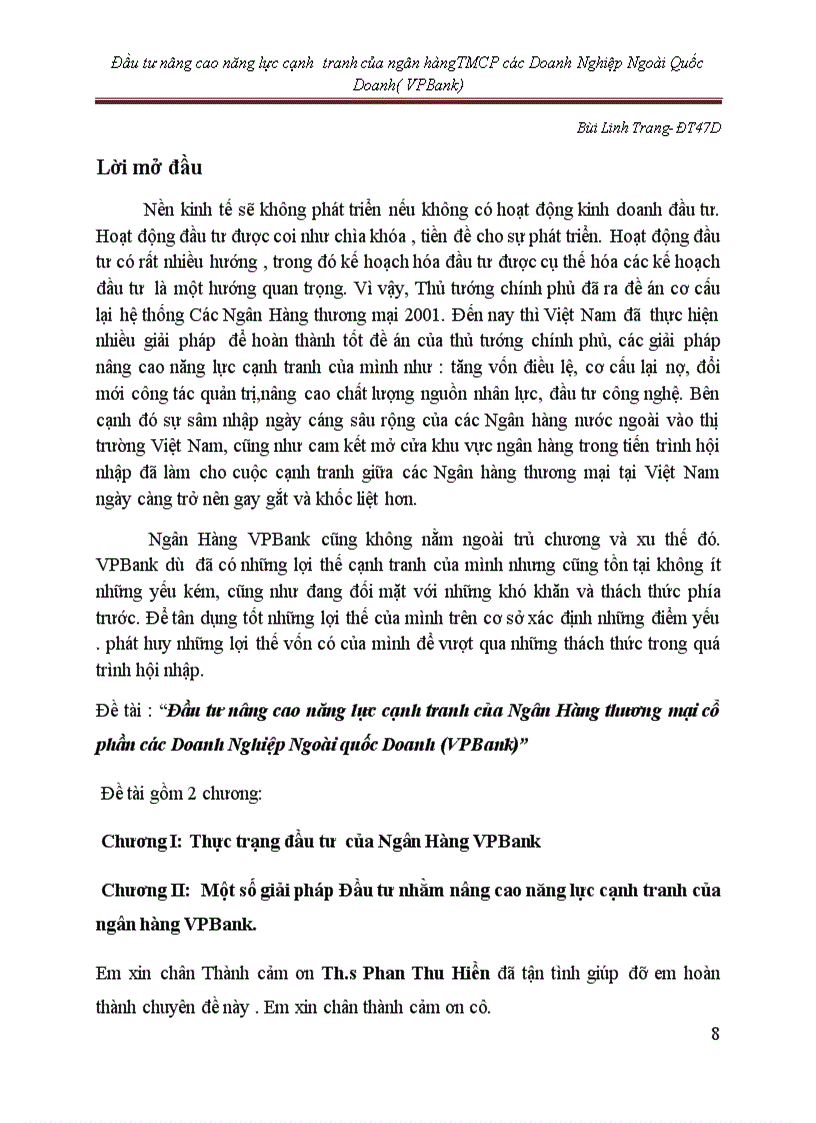 image for page Đầu tư nâng cao năng lực cạnh tranh của Ngân Hàng thương mại cổ phần các Doanh Nghiệp Ngoài quốc Doanh VPBank
