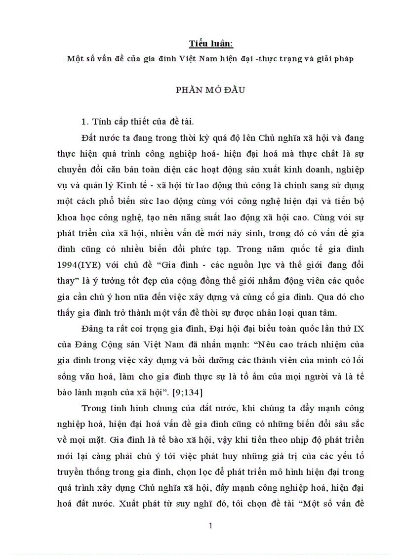image for page Tiểu luận Một số vấn đề của gia đình Việt Nam hiện đại thực trạng và giải pháp