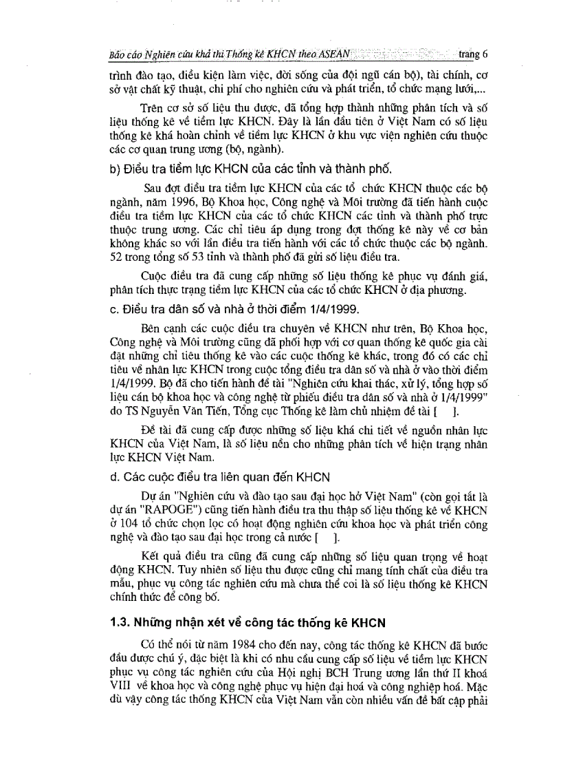 image for page Nghiên cứu khả thi xây dựng cơ sở dữ liệu tiêu chí thống kê khoa học và công nghệ theo yêu cầu của Asian