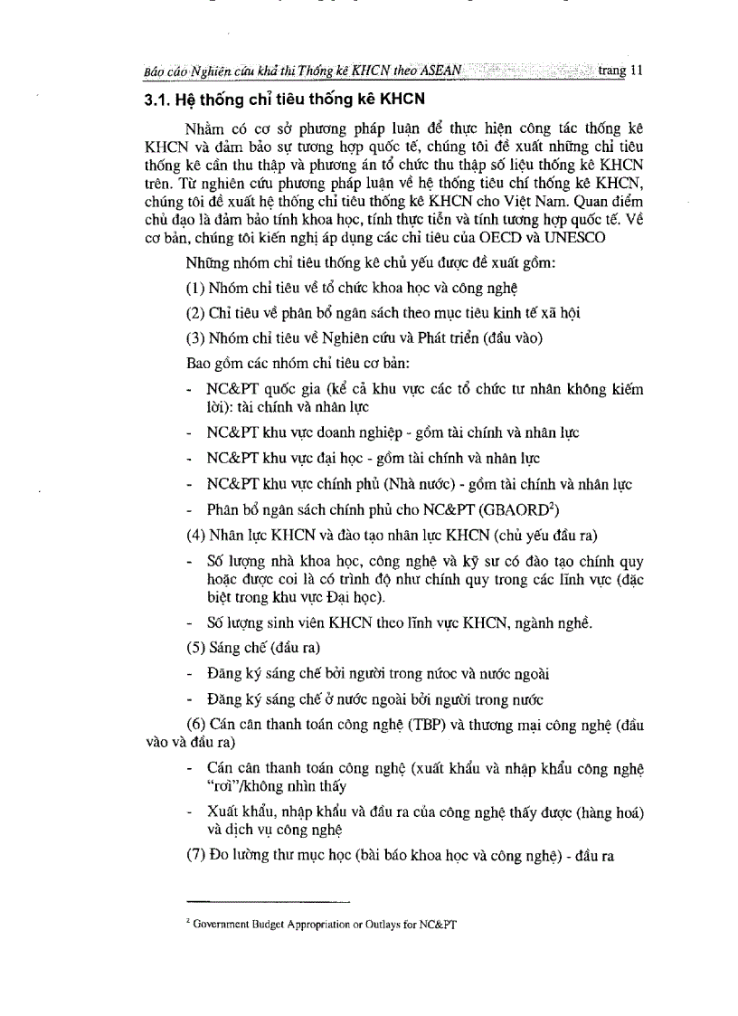 image for page Nghiên cứu khả thi xây dựng cơ sở dữ liệu tiêu chí thống kê khoa học và công nghệ theo yêu cầu của Asian