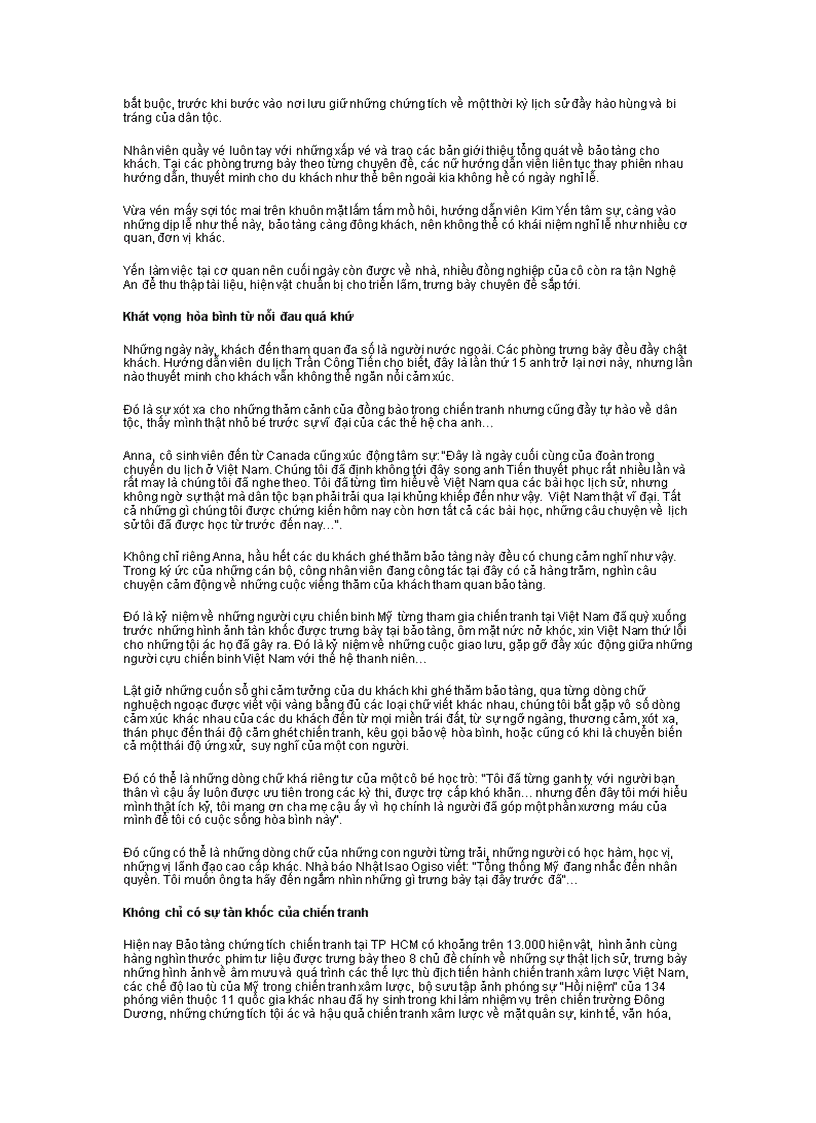 image for page Cảm nhận sau chuyến tham quan thực tế tại Qảo Tàng Chứng Tích Chiến Tranh