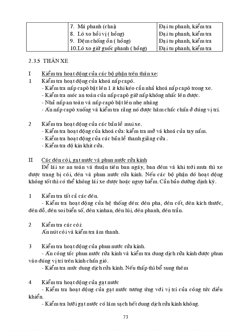 image for page Quy trinh bảo dưỡng sửa chữa oto con 4 7 chỗ