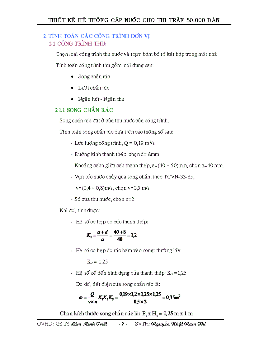 image for page Thiết kế hệ thống cấp nước cho thị trấn 50 000 dân thuyết minh