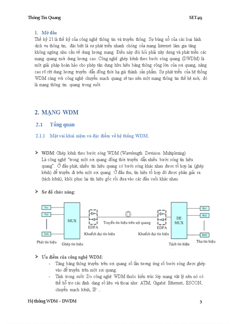 Hệ thống WDM và DWDM