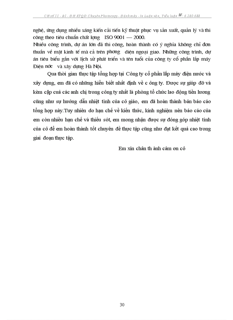 image for page Báo cáo thực tập tại Công ty cổ phần lắp máy điện nước và xây dựng trực thuộc tổng công ty xây dựng hà nội
