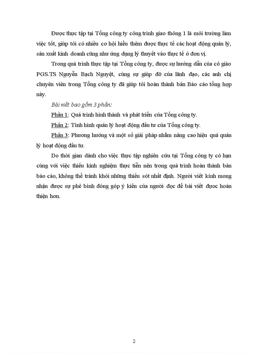 image for page Báo cáo thực tập tại Tổng công ty xây dựng công trình giao thông