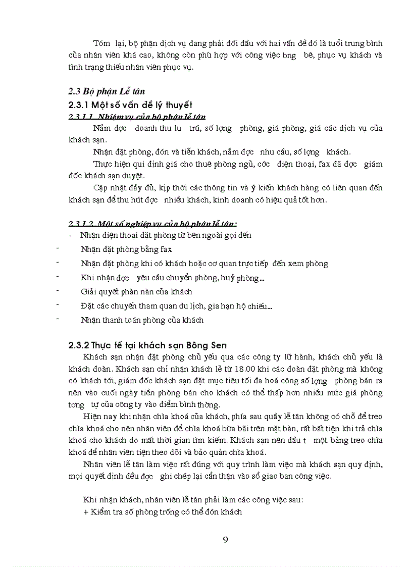 image for page Báo cáo thực tập tại Khách sạn Bông Sen