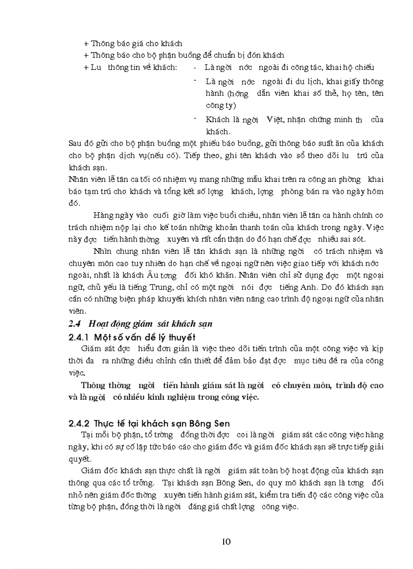 image for page Báo cáo thực tập tại Khách sạn Bông Sen