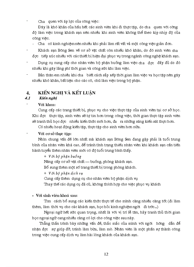 image for page Báo cáo thực tập tại Khách sạn Bông Sen