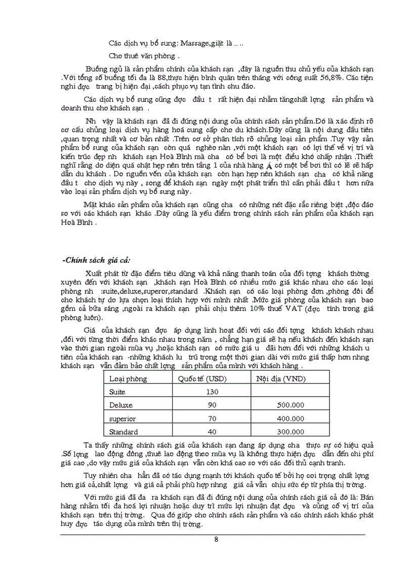 image for page Báo cáo thực tập tại khách sạn Hoà Bình