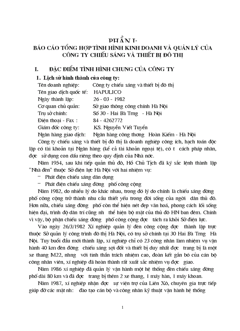 image for page Báo cáo thực tập tại Công ty chiếu sáng và thiết bị đô thị