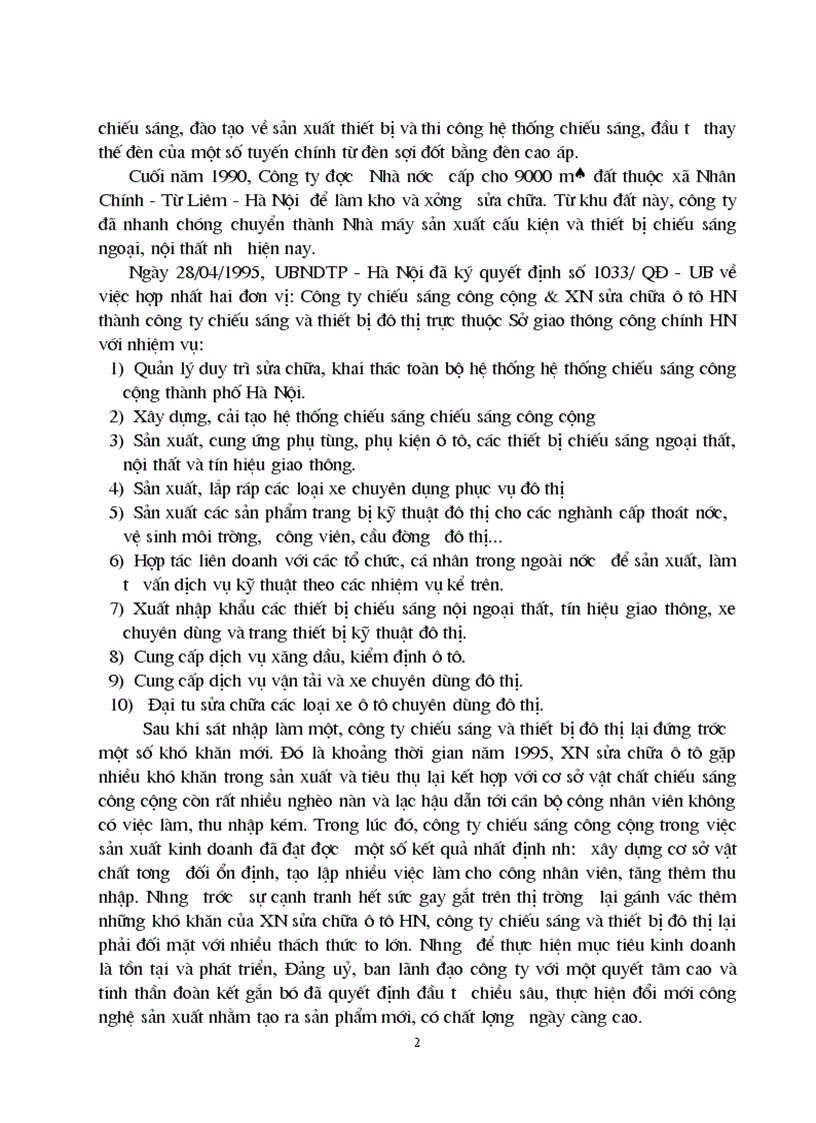 image for page Báo cáo thực tập tại Công ty chiếu sáng và thiết bị đô thị