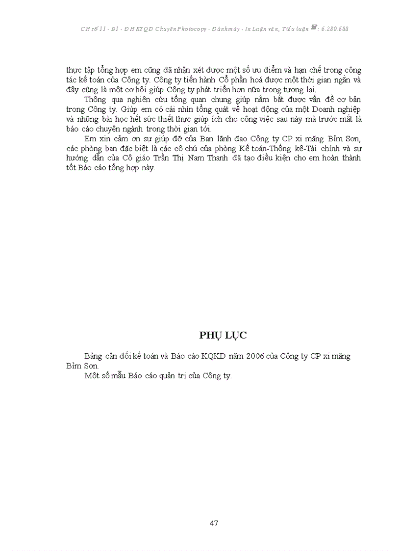 image for page Báo cáo thực tập tại Công ty CP xi măng Bỉm Sơn