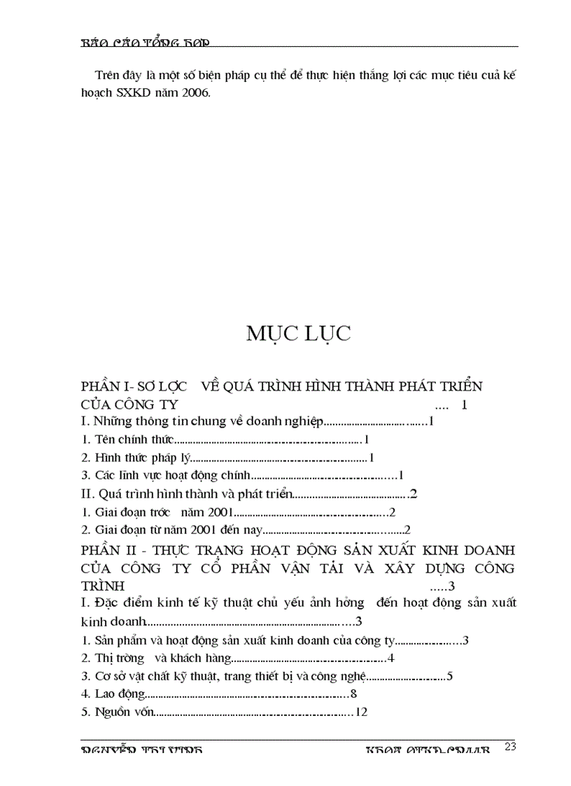 image for page Báo cáo thực tập tại Công ty cổ phần Vận Tải và Xây dựng Công trình