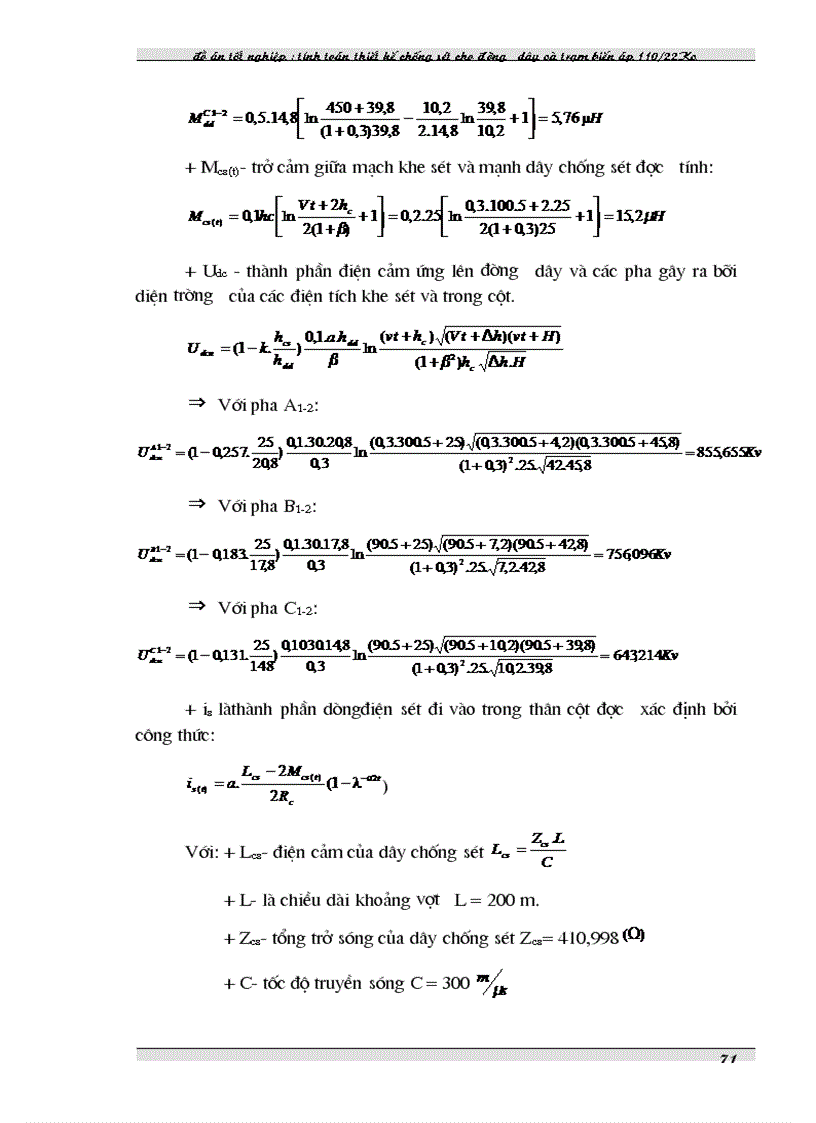 image for page Tính toán thiết kế chống sét cho đường dây và trạm biến áp 110kV