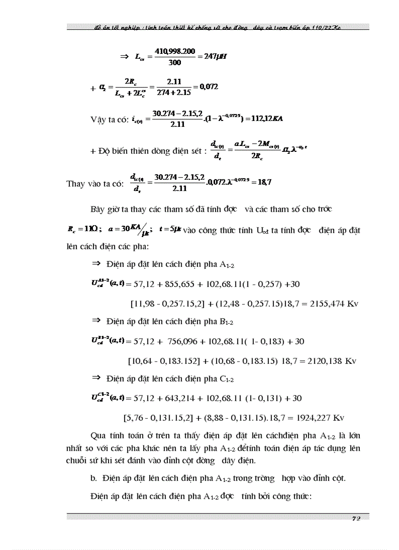 image for page Tính toán thiết kế chống sét cho đường dây và trạm biến áp 110kV