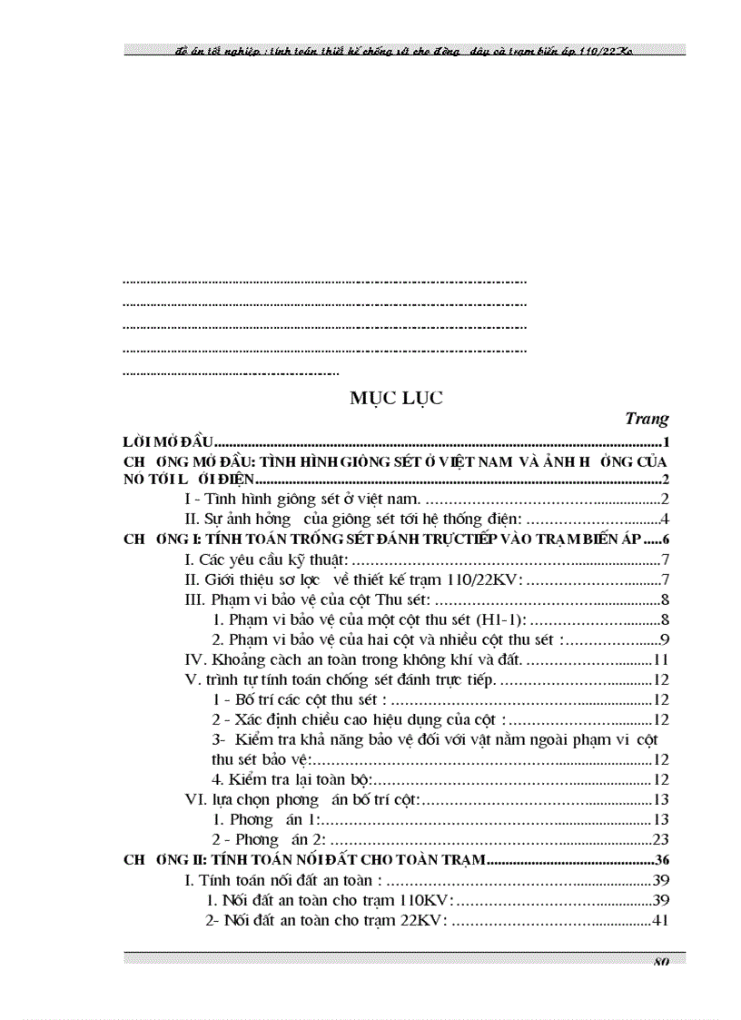 image for page Tính toán thiết kế chống sét cho đường dây và trạm biến áp 110kV