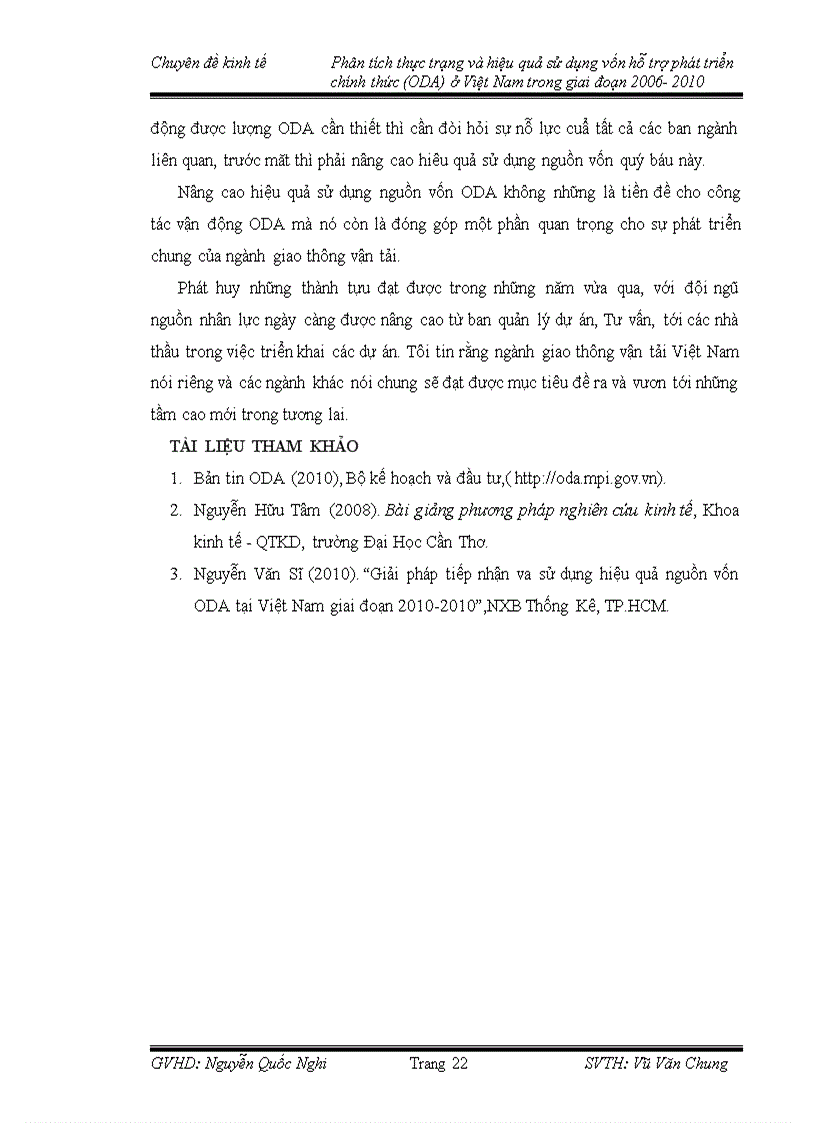 image for page Phân tích thực trạng và hiệu quả sử dụng vốn hỗ trợ phát triển chính thức ODA giai đoạn 2006 2010