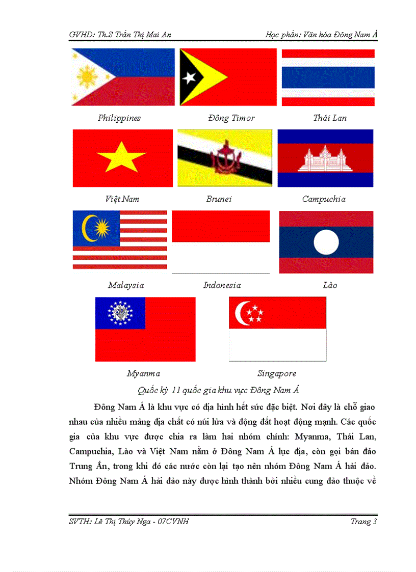 Tính tương đồng và dị biệt trong văn hóa giữa các nước ở khu vực Đông Nam Á
