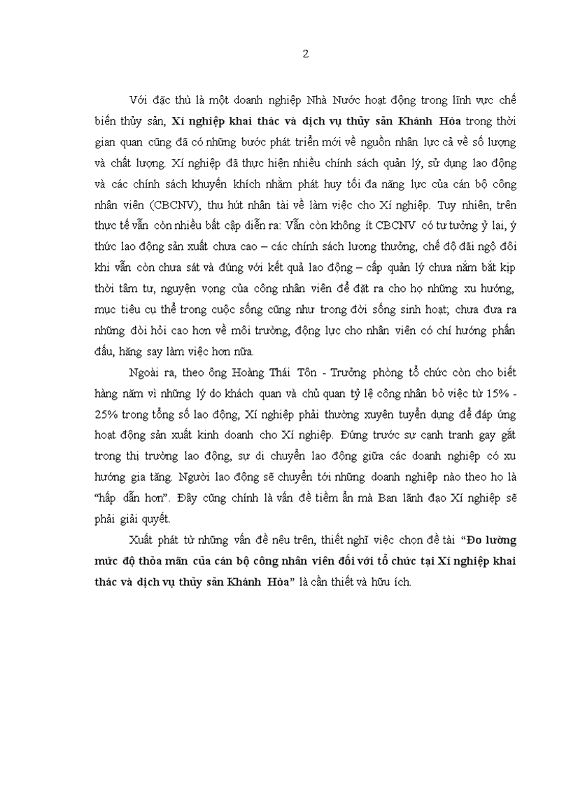 image for page Đo lường mức độ thỏa mãn của cán bộ công nhân viên đối với tổ chức tại Xí nghiệp khai thác và dịch vụ thủy sản Khánh Hòa