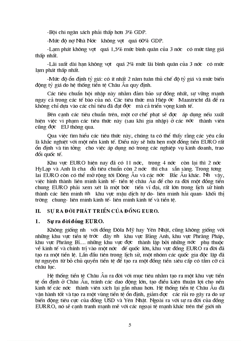 Tác động của đồng EURO đến nền kinh tế tài chính tiền tệ thế giới và Việt Nam