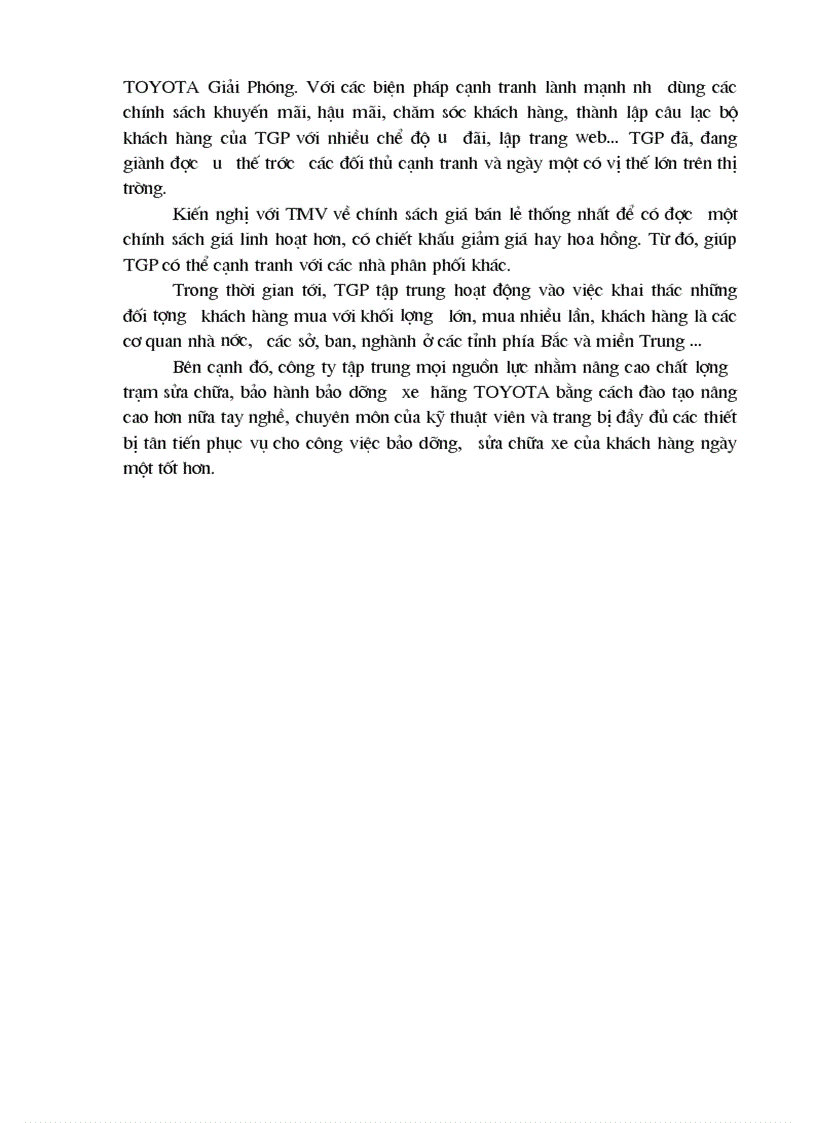 image for page Bàn về một vài Giải pháp nhằm mở rộng thị trường tiêu thụ xe ô tô ở công ty liên doanh TOYOTA Giải phóng