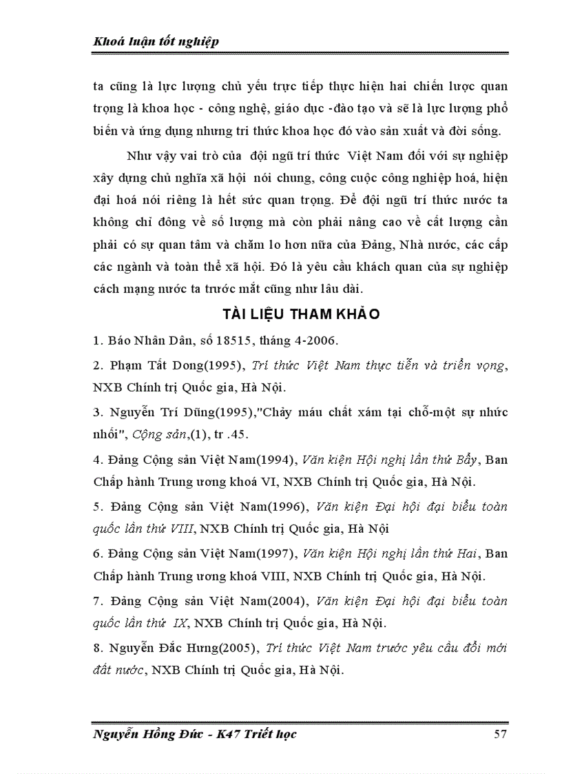 image for page Tiểu luận Đội ngũ trí thức Việt Nam với sự nghiệp công nghiệp hoá hiện đại hóa đất nước