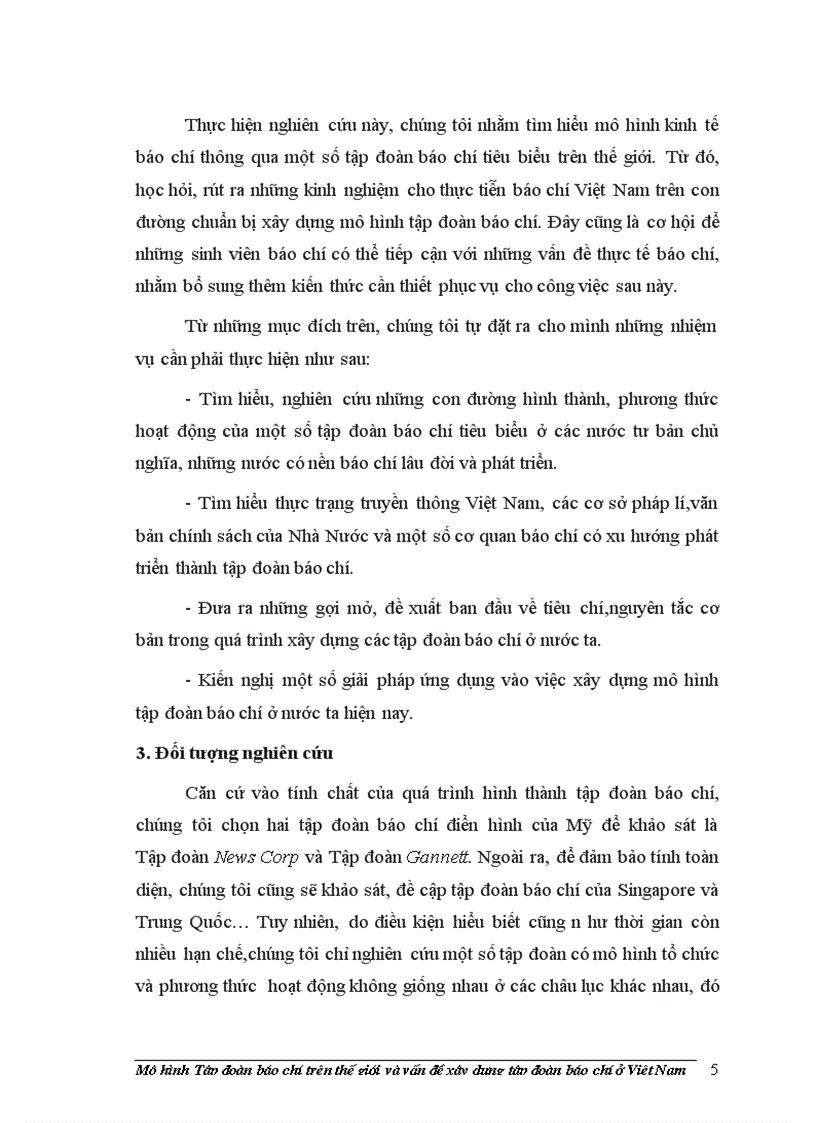 Mô hình tập đoàn báo chí trên thế giới và vấn đề xây dựng tập đoàn báo chí ở Việt Nam hiện nay