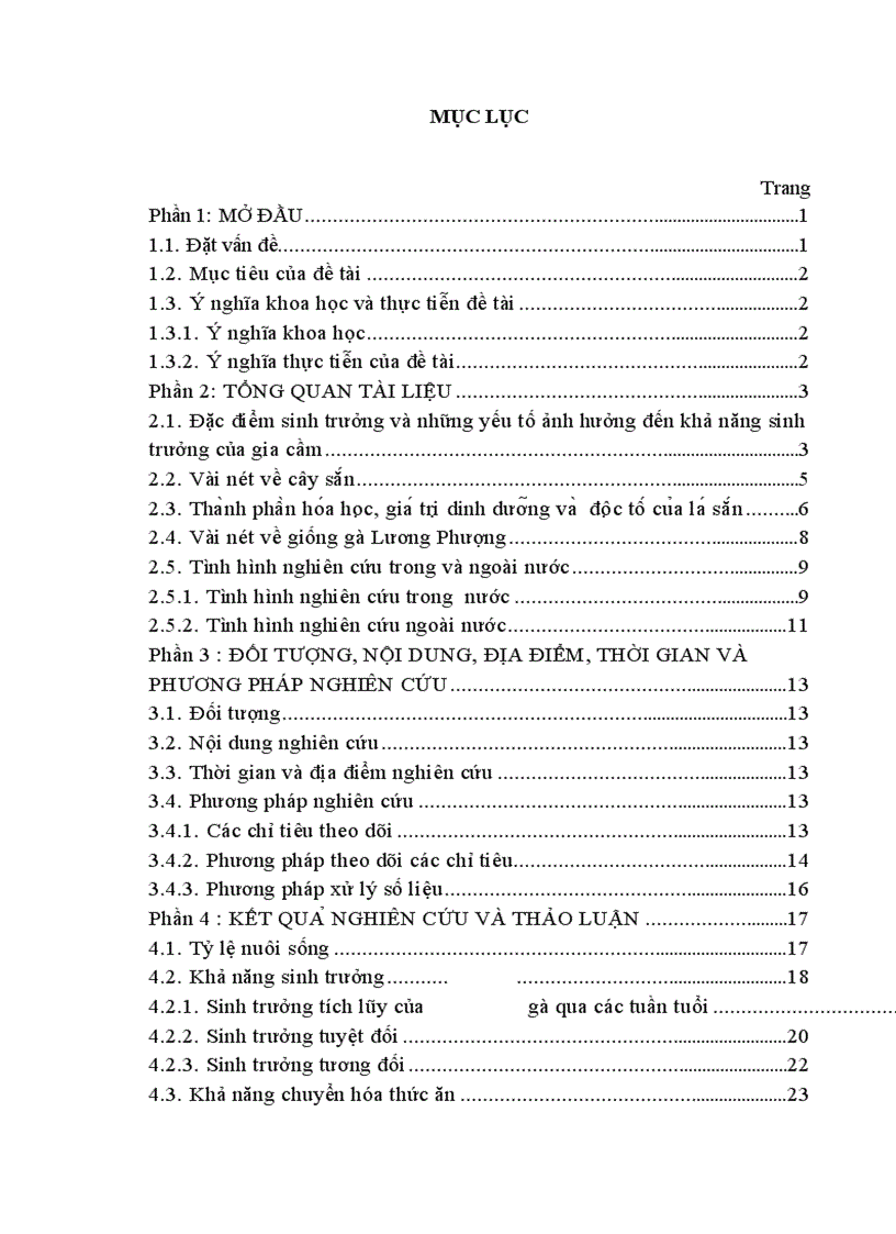 image for page Nghiên cứu ảnh hưởng của việc bổ sung tỉ lệ bột lá sắn trong khẩu phần tới sức sản xuất thịt của gà broiler Lương Phượng nuôi tại trại gà giống gia cầm Thịnh Đán Thái Nguyên