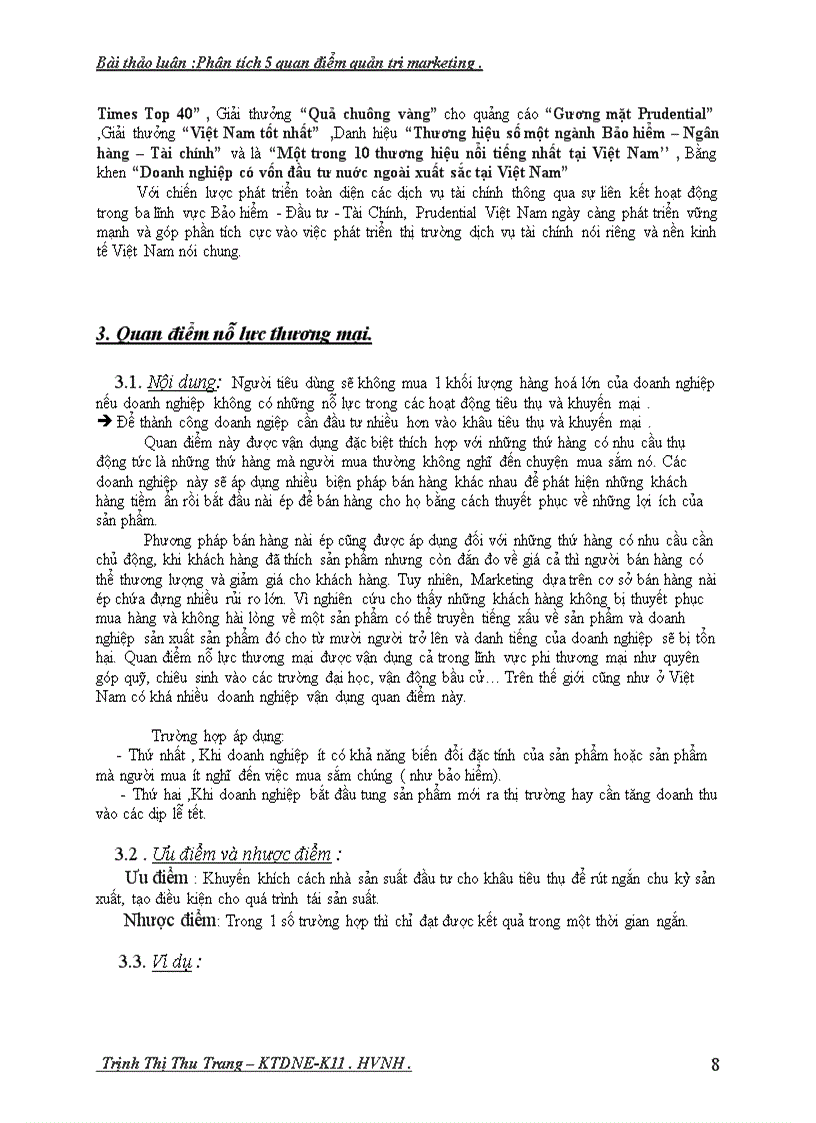 image for page Bài thảo luận Phân tích 5 quan điểm quản trị marketing