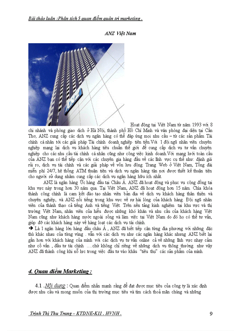 image for page Bài thảo luận Phân tích 5 quan điểm quản trị marketing