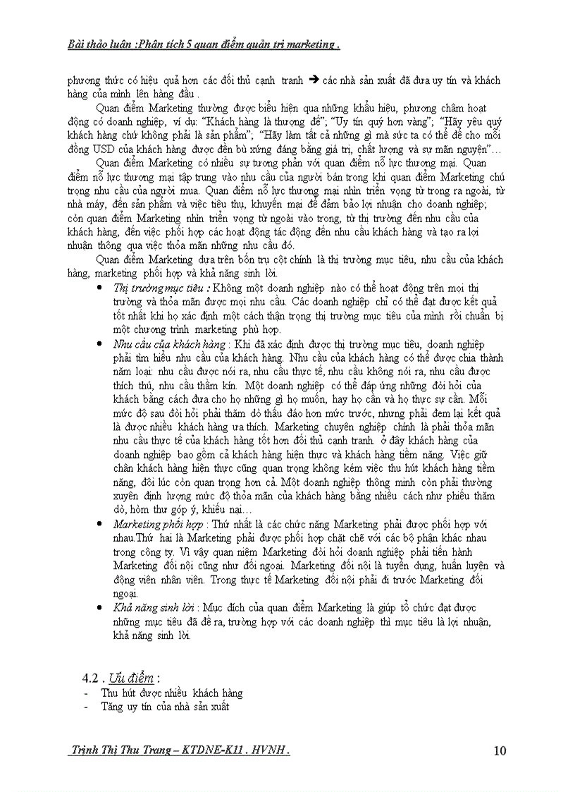 image for page Bài thảo luận Phân tích 5 quan điểm quản trị marketing
