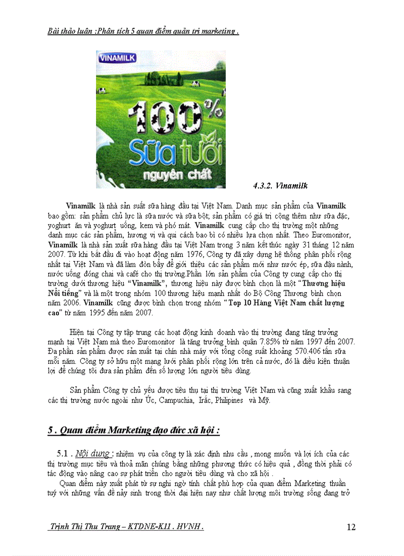 image for page Bài thảo luận Phân tích 5 quan điểm quản trị marketing