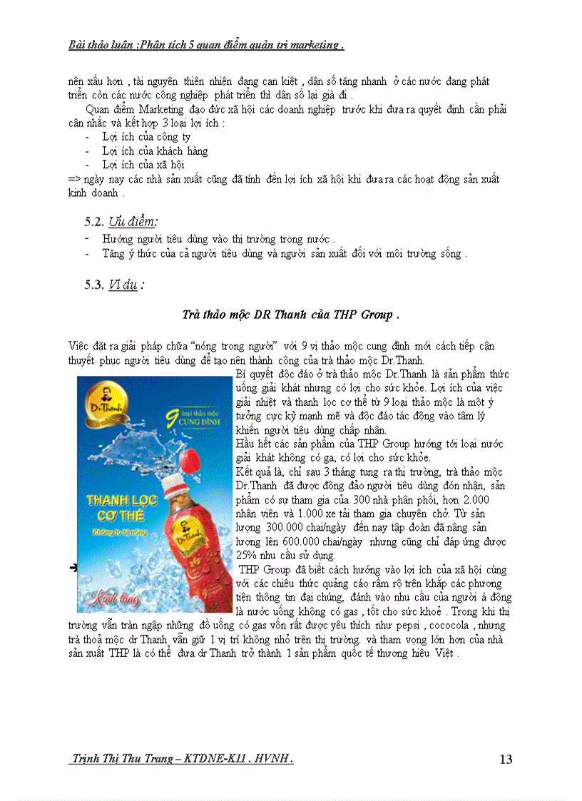 image for page Bài thảo luận Phân tích 5 quan điểm quản trị marketing