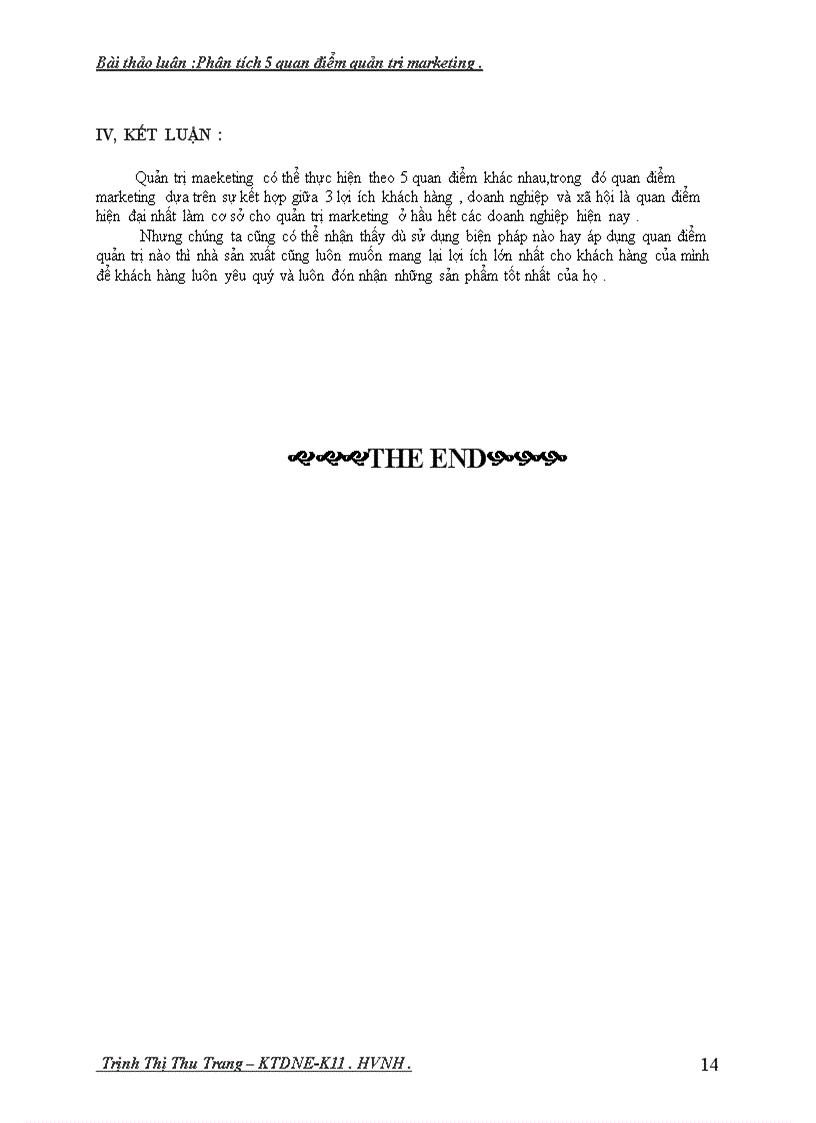 image for page Bài thảo luận Phân tích 5 quan điểm quản trị marketing