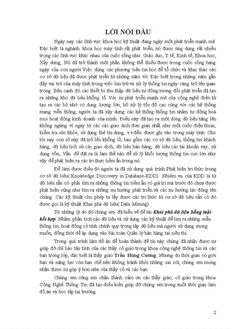 image for page Khai phá dữ liệu bằng luật kết hợp