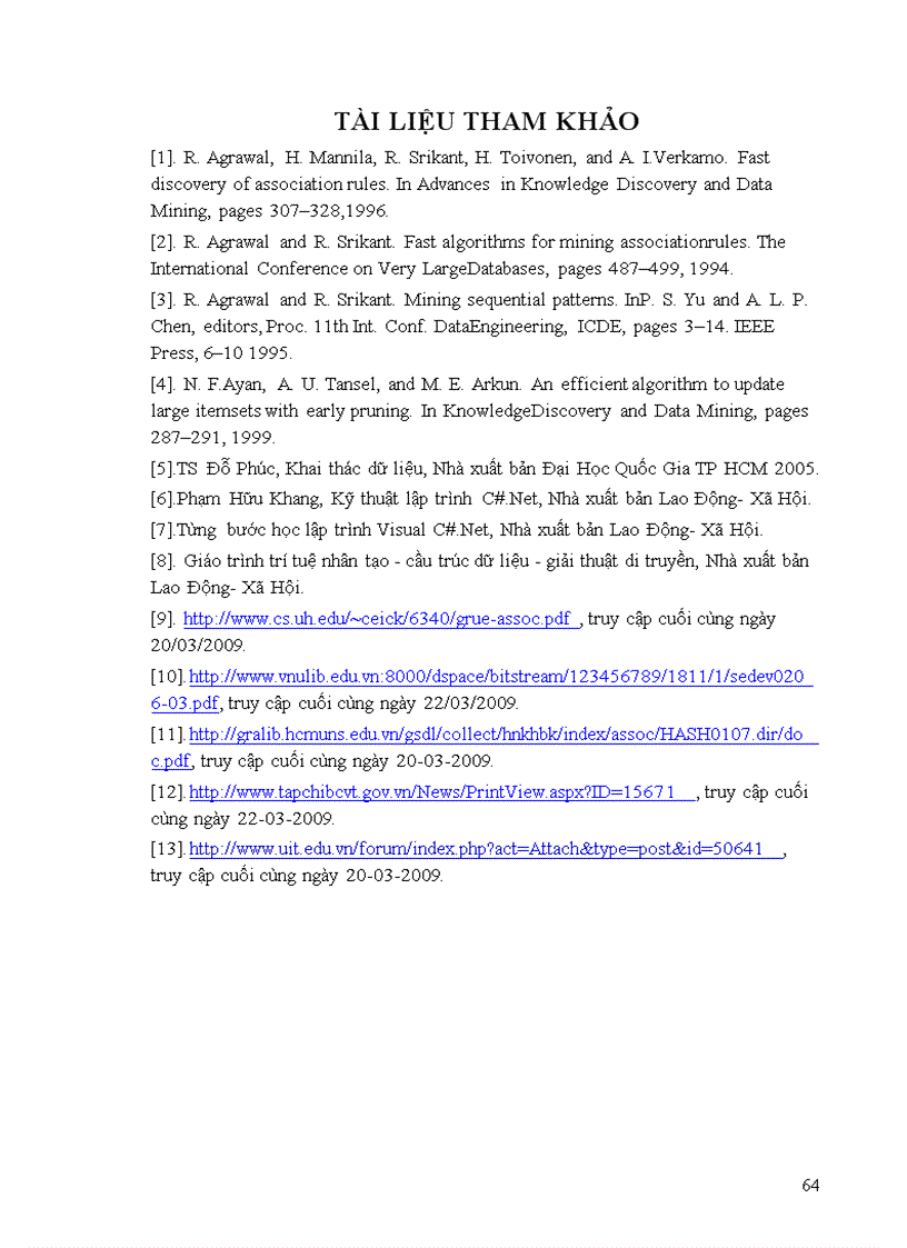 image for page Khai phá dữ liệu bằng luật kết hợp