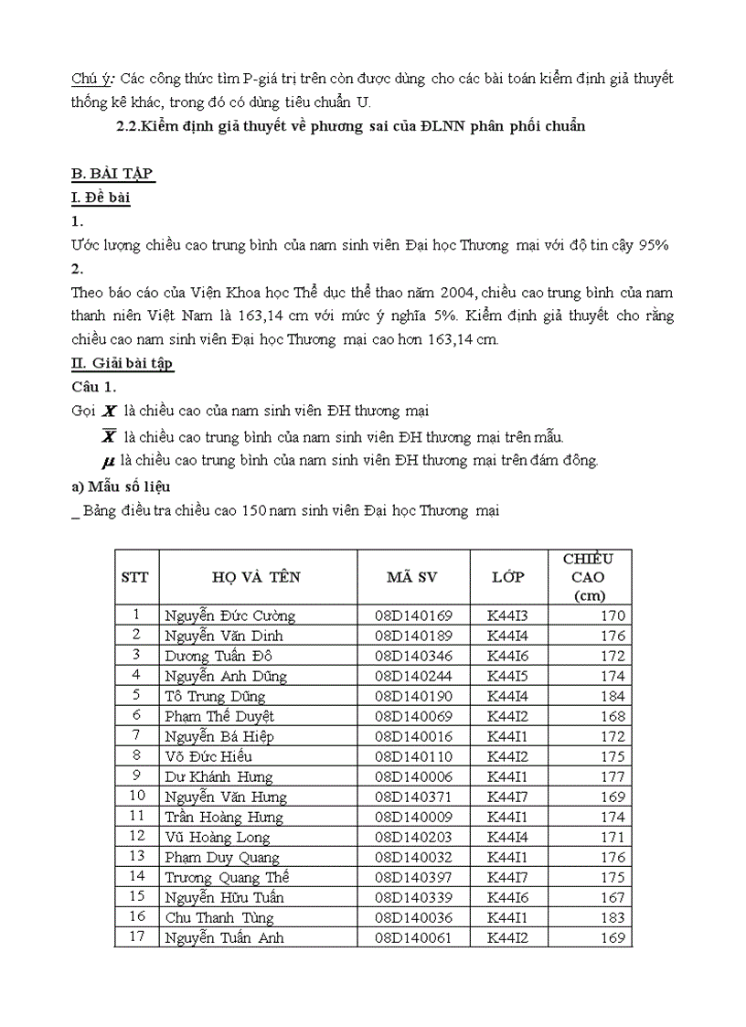 image for page Ước lượng chiều cao và kiểm định chiều cao trung bình