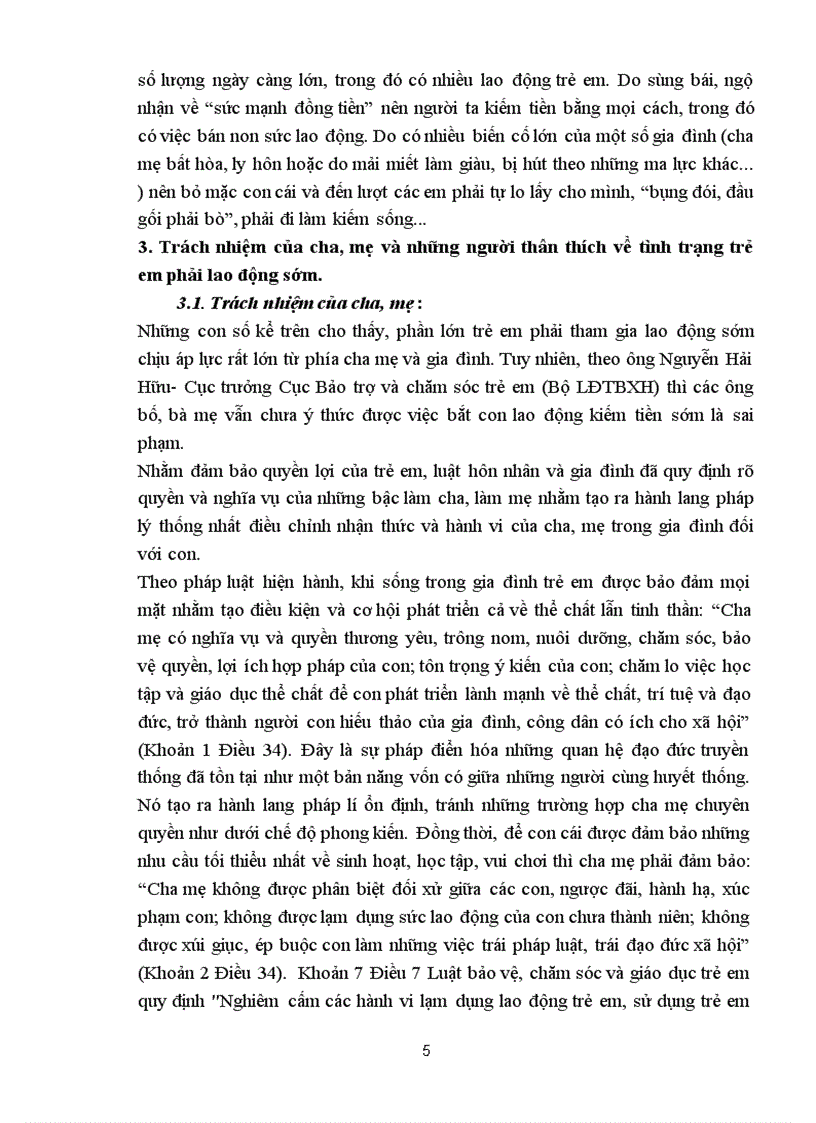 image for page Bài tập lớn hôn nhân đề 8 nêu trách nhiệm của cha mẹ và của những người thân thích về tình trạng trẻ em phải lao động sớm