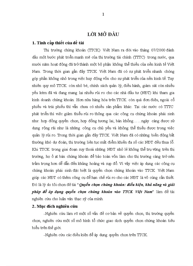 image for page Quyền chọn chứng khoán điều kiện khả năng và giải pháp để áp dụng quyền chọn chứng khoán vào thị trường chứng khoán Việt Nam