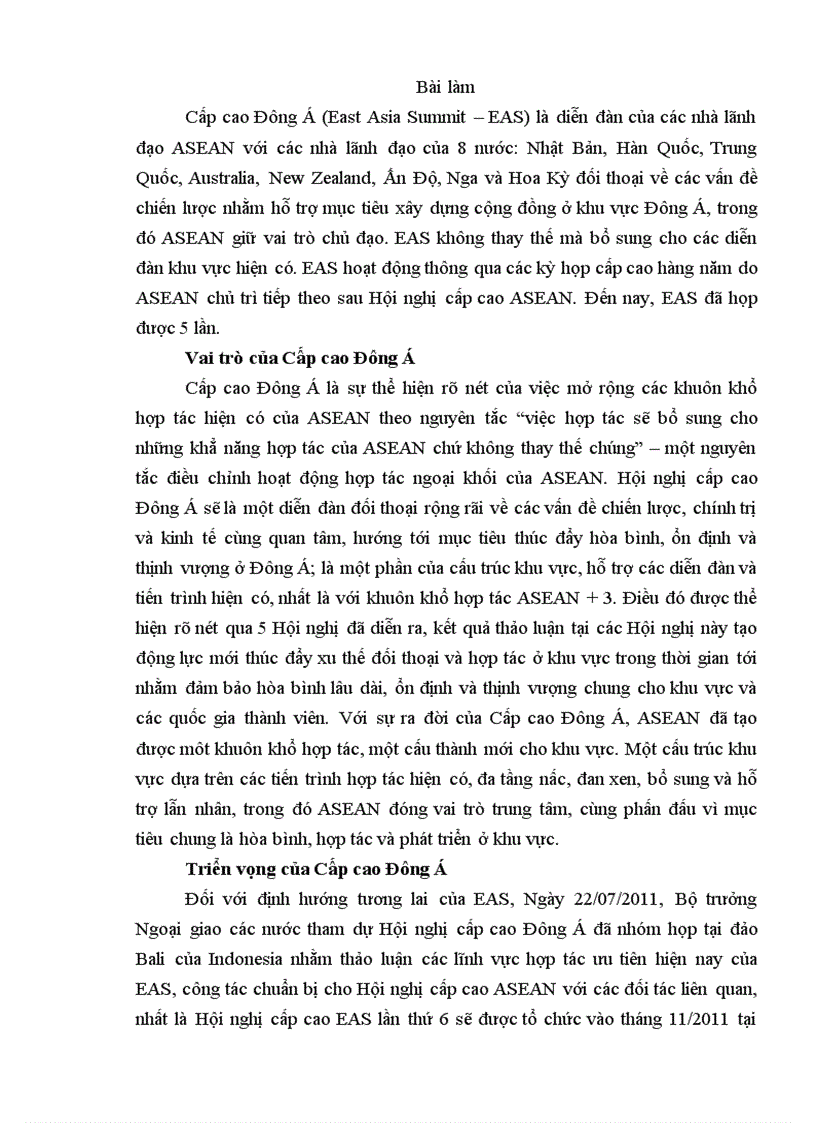 image for page Vai trò và triển vọng của Cấp cao Đông Á EAS