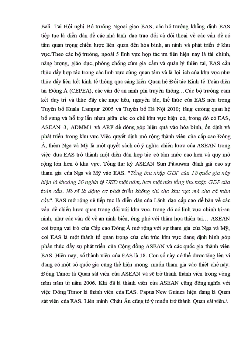 image for page Vai trò và triển vọng của Cấp cao Đông Á EAS