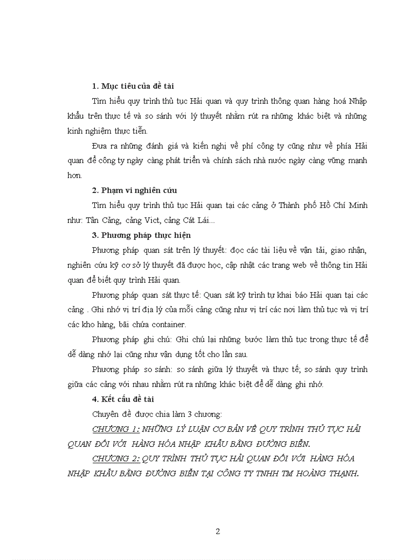 image for page Quy trình thủ tục Hải quan dối với hàng hóa nhập khẩu bằng đường biển và một số giải pháp nâng cao hiệu quả quy trình nhập khẩu tại Công ty TNHH thương mại Hoàng Thạnh